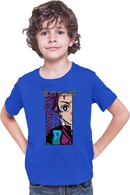 Produktbild von Kinder T-Shirt Demon Anime Slayer Kimetsu No Yaiba Tanjiro Kamado 001, 9-11 Jahr - 140 / Blau