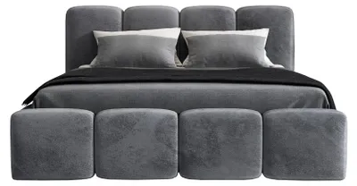 Produktbild von Polsterbett MOND mit Bettkasten und Metallgestell 180 x 200 cm. Modernes Doppelbett mit Stauraum, mit Matratze. Farbe: Dunkelgrau