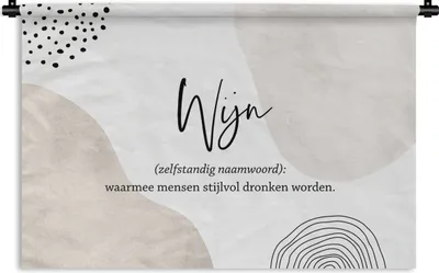 Produktbild von MuchoWow® Wandteppich Wandbehang Zitate - Sprichwörter - Wein - Wein - Definition - Wörterbuch 90x60 cm Tapisserie Dekoration Wandtuch - Wandskulpturen - Bildteppich