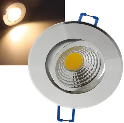Produktbild von ChiliTec 20899 LED-Einbauleuchte "COB-5", 5W, 420lm ALU, 3000K, 75°, Ø85xT47mm, Rahmen chrom