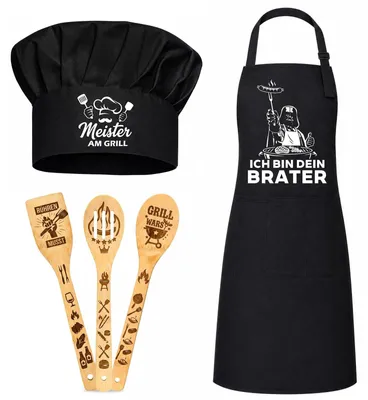 Immagine prodotto di Set per barbecue con grembiule e cappello da uomo