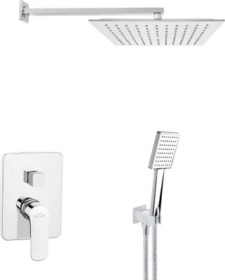 Produktbild von BADLAND Komplettes Duschsystem SIROS Unterputz Armatur Wasserhahn mit Kopfbrause in Silber