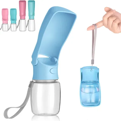 Image de Bouteille pliable pour chiens, 180°, 350 ml, idéale pour les déplacements