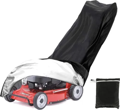 Obrázek produktu pro Ochranný obal na sekačku, vodotěsný, rozměry 193 x 63,5 x 112 cm, vyroben z polyesteru 210D s tkanicí a úložnou taškou. Univerzální kryt