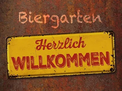 Produktbild von vianmo Holzschild 30x40 cm Biergarten herzlich willkommen