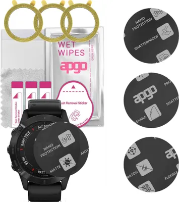 Produktbild von apgo 3 Stück Schutzglas, Matt, kompatibel mit Garmin Fenix 6X Pro Smartwatch, Hybrid 8H, Ersatz für Hartglas, Displayschutzglas, Bildschirmschutz, Displayschutz, kratzfest