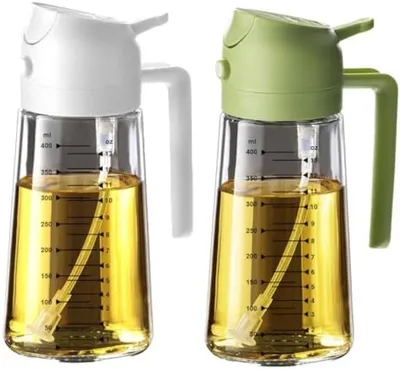 Produktbild von PolkaHome® Ölspender 2-in-1 – Küchenspray und Ausgießflasche, 470 ml, BPA-frei, Grün