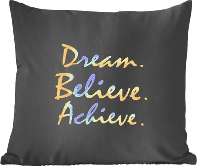 Produktbild von MuchoWow® Zierkissen Sofakissen Wohnzimmer Dekokissen 40x40 cm Zitat - Traum - Schwarz - Gold - Foto Kissen - Schlafzimmer Dekoration