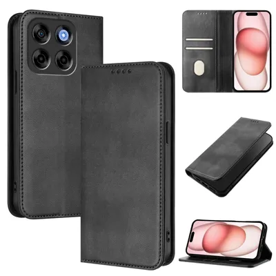 Produktbild von Handyhülle für ZTE Blade V70/nubia V70, Vintage Leder RFID Schutz Kartenfach Standfunktion Magnetische Klapphülle Schwarz