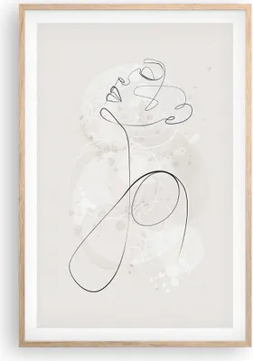 Produktbild von Gerahmtes Poster - Rahmen in heller Eiche - Frau eins Linie - 61x91,5 cm - Wand Bild - Wanddeko - Wandbilder - Kunstposter - Wandposter - Bilderrahmen - Bilder - Kunstdruck - P2NPA61x91-4576