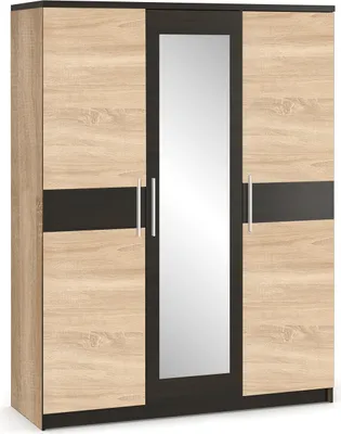 Zdjęcie produktu dla nabbi Szafa trzydrzwiowa z lustrem Verify W-3D - dąb sonoma / wenge