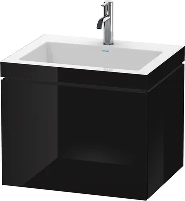 Produktbild von Waschtischunterbau L-CUBE m WT Vero Air 500x600x480mm 1 HL sw hgl 1 Hahnloch schwarz hochglanz