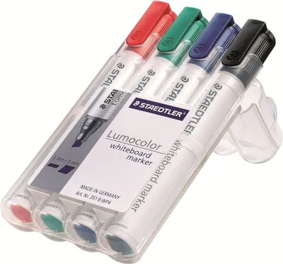 Immagine prodotto di Marcatore Staedtler Lumocolor 4 pz. punta a proiettile Nero, Blu, Verde, Rosso