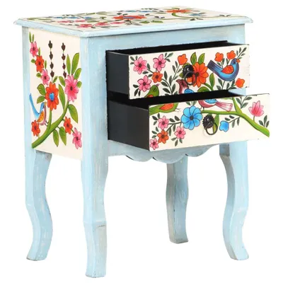 Immagine prodotto di Comodino Dipinto a Mano 40x30x50 cm in Legno Massello di Mango