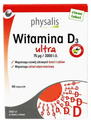 WITAMINA D3 ULTRA 75 µg (3000 j.m) 100 KAPSUŁEK - PHYSALIS