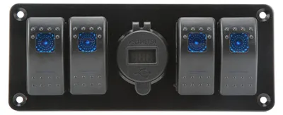 Imagen del producto de Panel de combinación 4 en 1 con cargador USB doble, indicador de voltaje LED, compatible con vehículos todoterreno (UTV), cuatrimotos (ATV), camiones, remolques, autobuses, yates y barcos