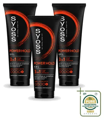 Productafbeelding van 3 x Syoss Power Hold Haargel - Extra sterke fixatie - 250 ml - Voordeelverpakking - 3 stuks