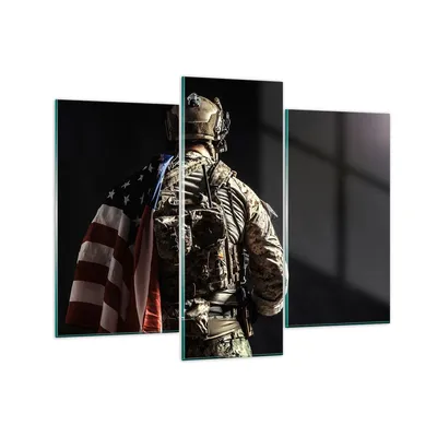 Produktbild von Bilder auf glas - Soldat Armee - 130x100cm - Glasbilder - Wandbilder - Kunstdruck - zum Aufhängen bereit - Wanddekoration aus Glas - Glas Bilder - Wandbild auf Glas - 3 Teile - GCB130x100-4064