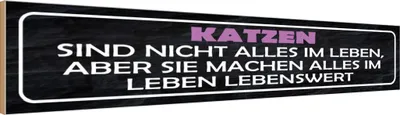 Produktbild von vianmo Holzschild 10x46 cm Katzen nicht alles im Leben aber Tier Haustier