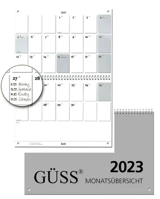 Productafbeelding van Güss wandkalender - A4 formaat, liggend, 1 maand per 2 pagina's