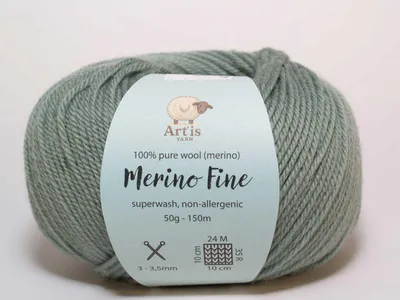 Obrázek produktu pro Merino Fine Art'is Yarn 100 % Vlna | Superwash & antialergická (50 g/150 m) (703 šalvějově zelená)