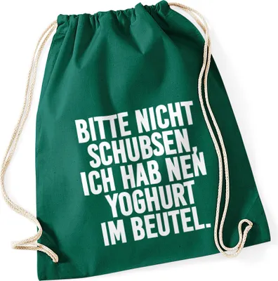 Produktbild von Turnbeutel mit Sprüchen "bitte nicht schubsen" Hipster Beutel Tasche Jutebeutel Gymbag