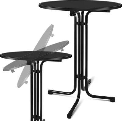 Obrázek produktu pro Clanmacy 2x vysoký skládací stůl Ø 80 cm Bistro stůl Párty stůl kulatý černý skládací stůl, venkovní