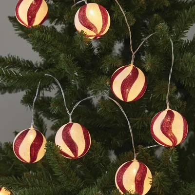 Zdjęcie produktu dla Łańcuch dekoracyjny kulki Led CANDYCANE na baterie