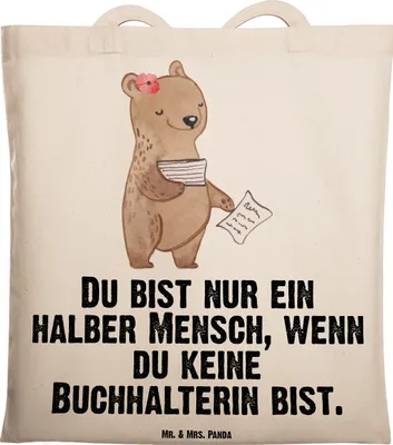 Produktbild von Mr. & Mrs. Panda Uni Tasche Buchhalterin Herz - Transparent - Geschenk, Lustig, Spruch, Angestellte, Shopping, Jutebeutel, Laptoptasche, Stoffbeutel, Buchhalter, Beruf