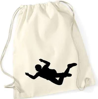 Produktbild von Huuraa Turnbeutel Skydiving Silhouette 12 Liter Natural Baumwolle Rucksack Geschenkidee