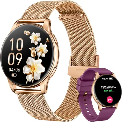 Produktbild von Damen Smartwatch mit Telefonfunktion 1,32" AMOLED Fitnessuhr Herzfrequenz Schlafmonitor Kalorienzähler IP68 Wasserdicht