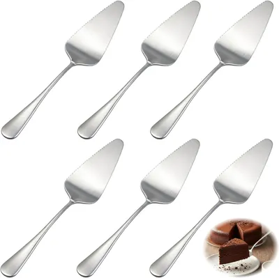 Imagen del producto de Juego de 6 utensilios de acero inoxidable para repostería, que incluye una espátula para lasaña y un cuchillo para pasteles, ideal para la cocina