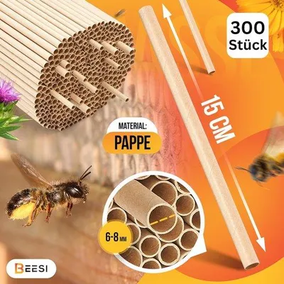 Image de Hôtel à insectes en bois - Pour les abeilles, les papillons et les coléoptères - À suspendre, 20,4 x 16,4 x 8,2 cm, 380 g
