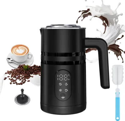 Obrázek produktu pro MF06 Elektrický napěňovač mléka se 4 režimy Napěňování a ohřev za studena a horka Ukazatel teploty Automatické vypnutí Multifunkční přístroj na přípravu horké čokolády Ohřívač mléka na kávu/vodu Šlehač s max. 160 ml napěnění 350 ml ohřevné kapacity Stupnice