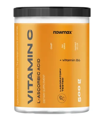 Produktbild von nowmax® Vitamin C 500 g Pulver mit Vitamin B6 – 500 Portionen Nahrungsergänzung