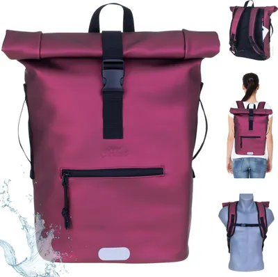 Produktbild von Rucksack Plane Time Bag Evo 24 L Kurierrucksack Roll-Top Damen A4 Freizeitrucksack Laptoprucksack wetterfest Outdoor Elephant 13074 Metallic Rot +f