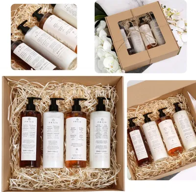 Obrázek produktu pro PRIJA Kosmetická sada: sprchový gel, kondicionér na vlasy, šampon na vlasy, tělový krém 4x380ml