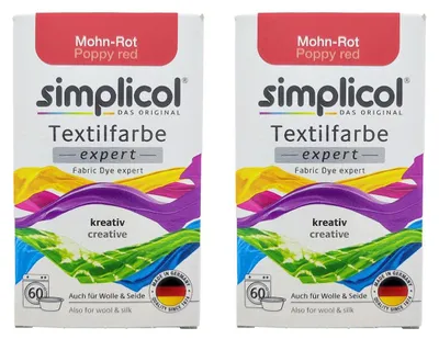 Zdjęcie produktu dla zestaw 2 barwników Simplicol Textile Dye Expert Poppy Red 150g