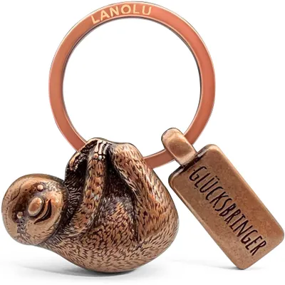 Produktbild von LANOLU Faultier Schlüsselanhänger Tiere Metall mit Gravur Glücksbringer Sloth Keychain 3D Figur Faultier Anhänger Faultier Geschenkideen