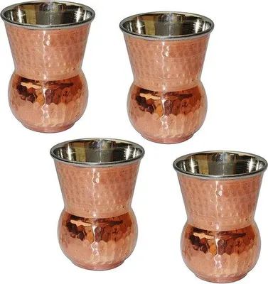 Produktbild von Famanu Trinkgläser Set aus Kupfer und Edelstahl - 4-teilig, 400 ml