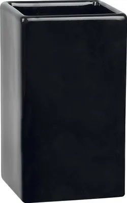 Produktbild von Spirella Zahnputzbecher Zahnbürstenhalter "Quadro", schwarz, Steingut