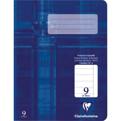 Zdjęcie produktu dla Zeszyt Clairefontaine A5 w linie, 16 kartek, linie nr 9, niebieski
