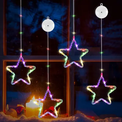 Productafbeelding van Kerstverlichting raam - Raamverlichting kerst - 4 stuks - 8 modi met timer - Warm wit