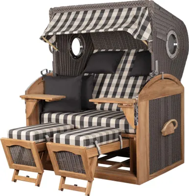 Produktbild von Strandkorb-Set - bene living - Borkum XL Teak - PE grau - Modell 505 - inkl. Liftersystem