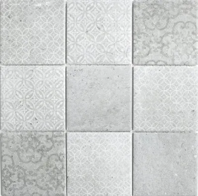 Produktbild von Retro Vintage Mosaik Fliese Keramik grau MOS22-CELLO