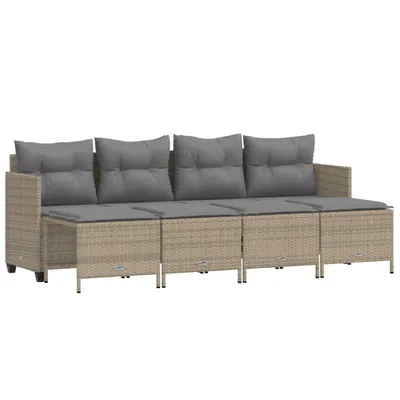Produktbild von vidaXL 5-tlg. Garten-Sofagarnitur mit Kissen Beige Poly Rattan