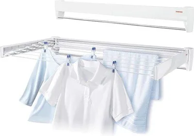 Zdjęcie produktu dla Kompaktowa suszarka ścienna – wysuwana – do łazienki/balkonu – siatka do suszenia ręczników