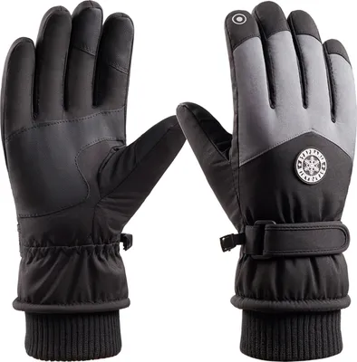 Produktbild von Herren Touchscreen Handschuhe Winter Thermohandschuh Wasserdicht Winddicht Fahrradhandschuhe Skihandschuhe, Grau