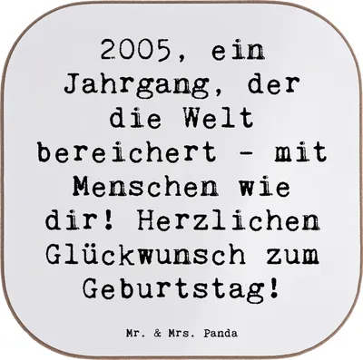 Produktbild von Mr. & Mrs. Panda Untersetzer für Gläser Spruch 2005 Geburtstag - Weiß - Geschenk, gläseruntersetzer, Jahrgang, feiern, Coaster, Happy Birthday, Jubilar, Tassenuntersetzer