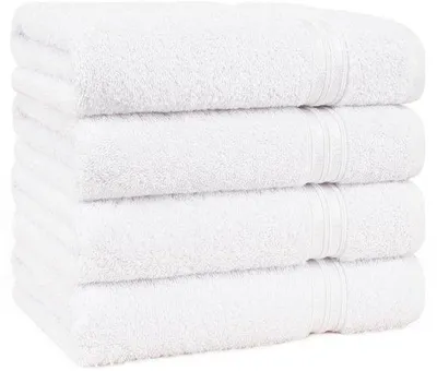 Immagine prodotto di Set di 4 asciugamani Unyqoos® – 100% cotone, 50 x 100 cm, bianchi, altamente assorbenti e ad asciugatura rapida, certificati Oeko-Tex